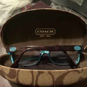 Coach Blue and Tortoise Shell Glasses and Case
